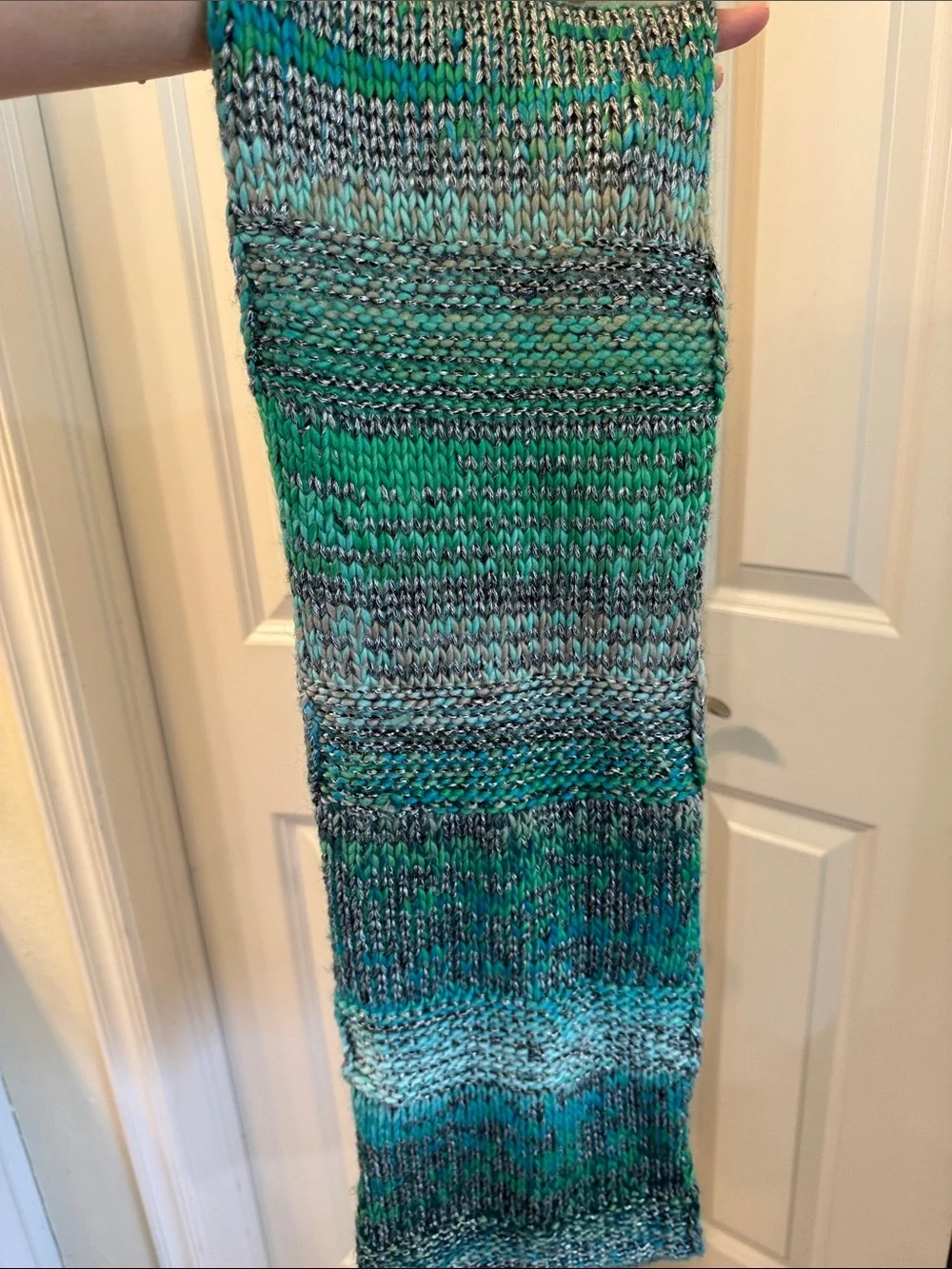 The Limited Knit Infinity Scarf in Teal and Gray
